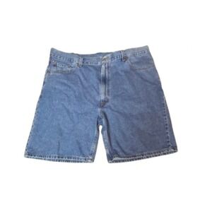 LEVI'S 550 Size 42 Medium Blue Relaxed Fit 9" Inseam‎ Hemmed Jean Shorts Vintage